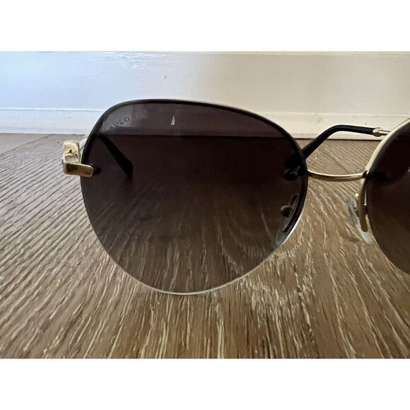 New Bvlgari BV 6108 278/8G Pale Gold Metal Aviator Sunglasses Grey Gradient Lens - Picture 7 of 9